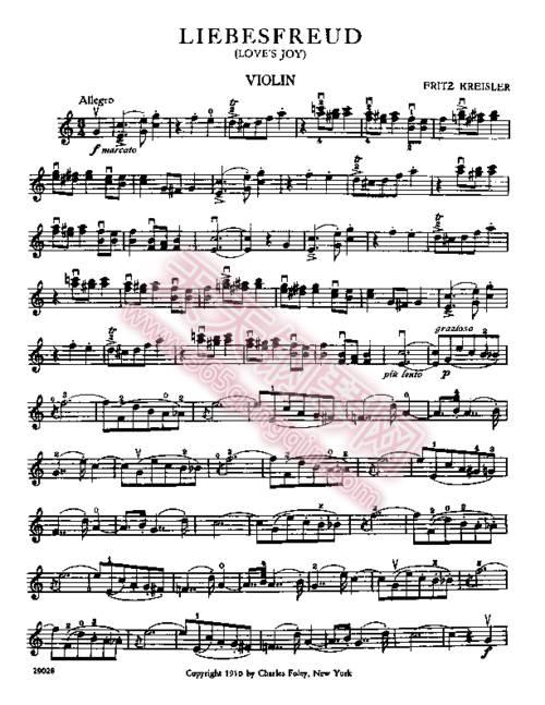 克莱斯勒:《爱的喜悦 爱的欢乐》(小提琴乐谱带钢琴伴奏)曲谱 下载