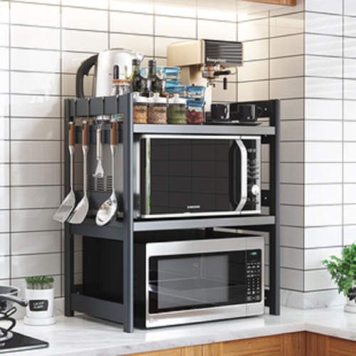 太空铝微波炉架烤箱架子多层收纳架电饭煲调料架厨房置物架可伸缩