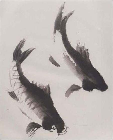 国画里怎么画鱼?