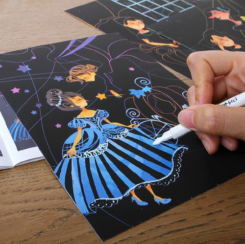 美乐joanmiro儿童刮刮画炫彩场景人物刮画纸diy手工画