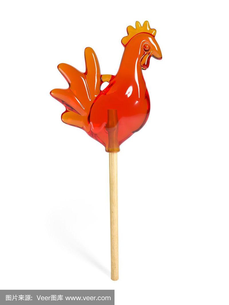 棒棒糖,公鸡,绘画插图,分离着色,白色背景
