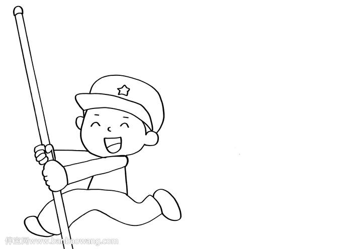 伴宝网 手抄报 公历节日手抄报 建军节手抄报     首先画出一位军人