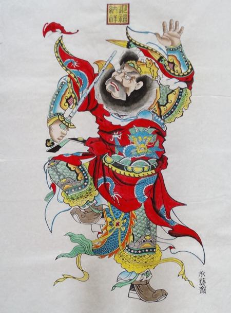 15款生动门神人物年画,唯美中国吉祥人物年画_国画-古风坊