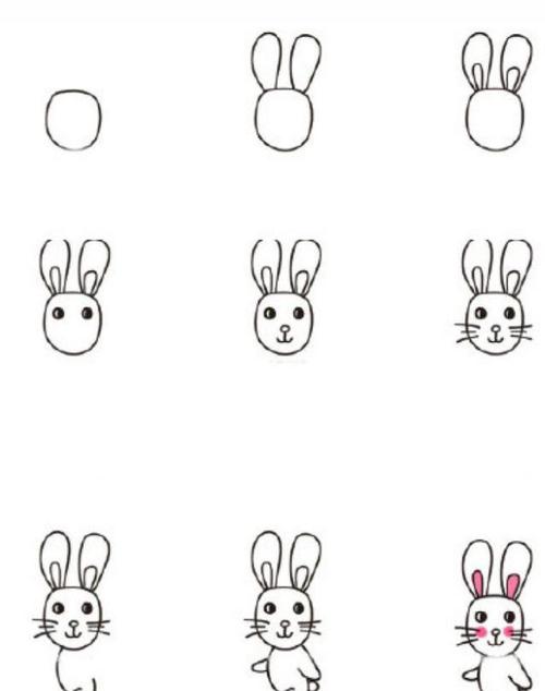 教你简单几笔画一个可爱小白兔亲子早教简笔画