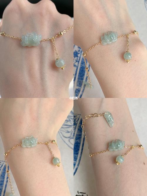 【睡莲】94翡翠莲花手链原创设计风格94_翡翠_睡莲_雕刻_手链