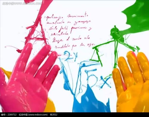 彩色手掌颜料视频