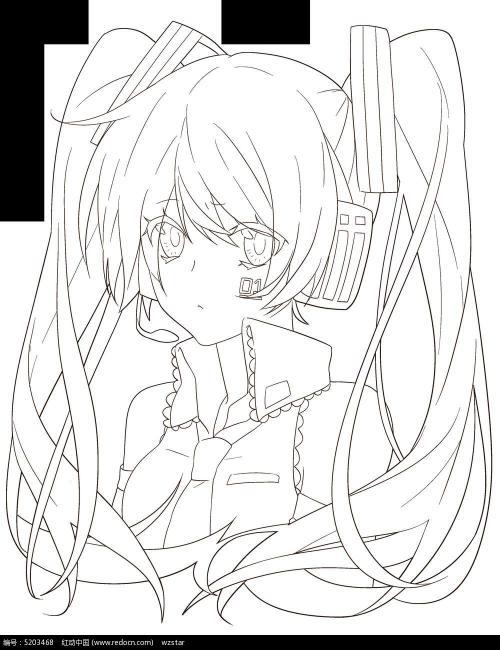 简笔画动漫双马尾