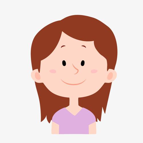 卡通微笑长发女孩头像