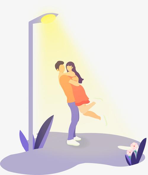 创意手绘拥抱情侣