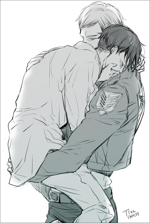 进击的巨人团兵大法好!团长怀里的兵长,看着好心痛