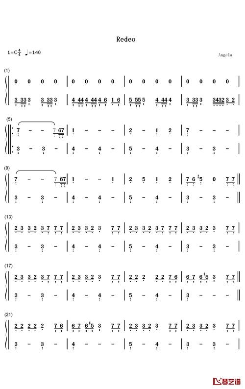 rodeo钢琴简谱-lil nas x cardi b歌曲-数字双手曲谱