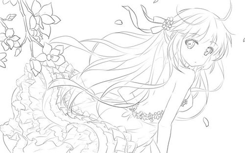 动漫线稿手绘图 二次元 美少女 基础 素描 @洛冉呀.