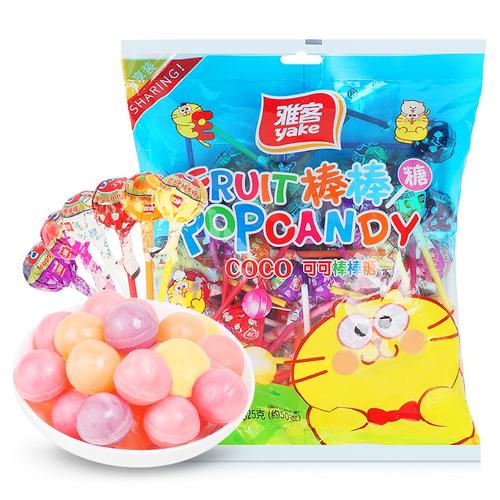 雅客coco棒棒糖525g50支可可网红儿童水果果味手机