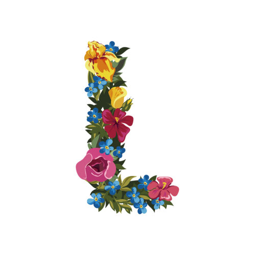 彩色花朵英文字体字母l图片