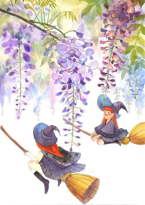 紫藤花下飞翔的小魔女~_lss什么姬?__插画师作品_涂鸦王国gracg.com