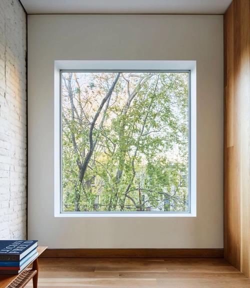 街道的绿植透过窗户洒入,成为了室内的风景画.