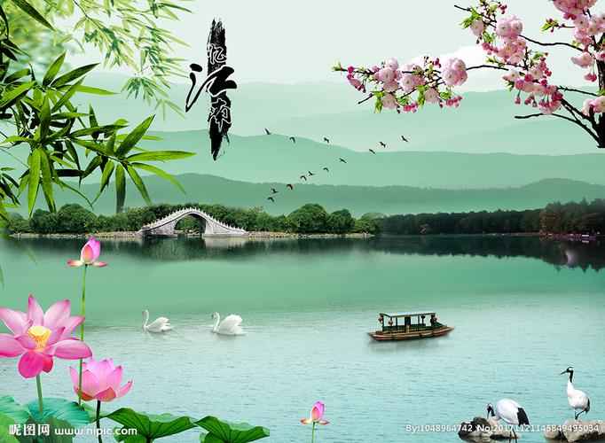 忆江南江南水乡电视背景墙图片