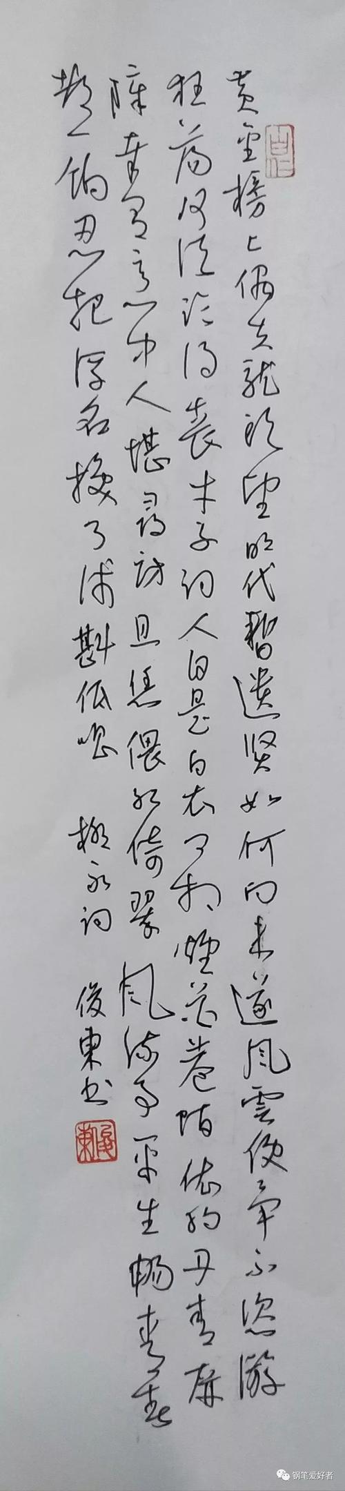 柳永《鹤冲天》每周一篇钢笔字练习笔友钢笔书法习作欣赏