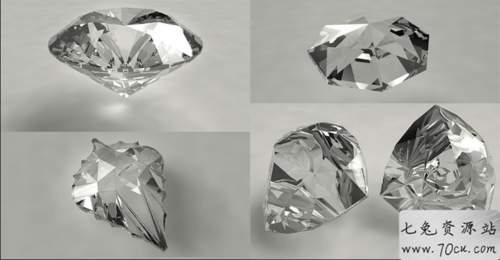 8款水晶钻石c4d3d模型用于装饰服饰鞋帽渲染材质贴图三维素材
