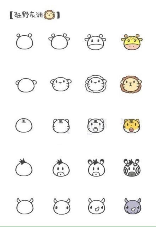 小动物简笔画,手账素材
