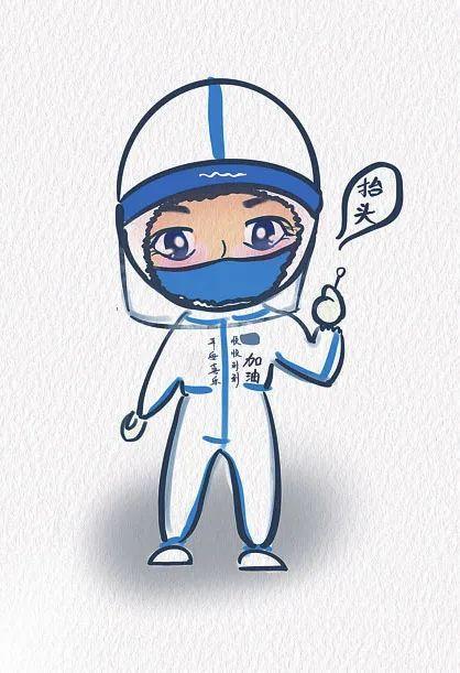 女孩手绘超萌卡通画,致敬一线抗疫工作者!