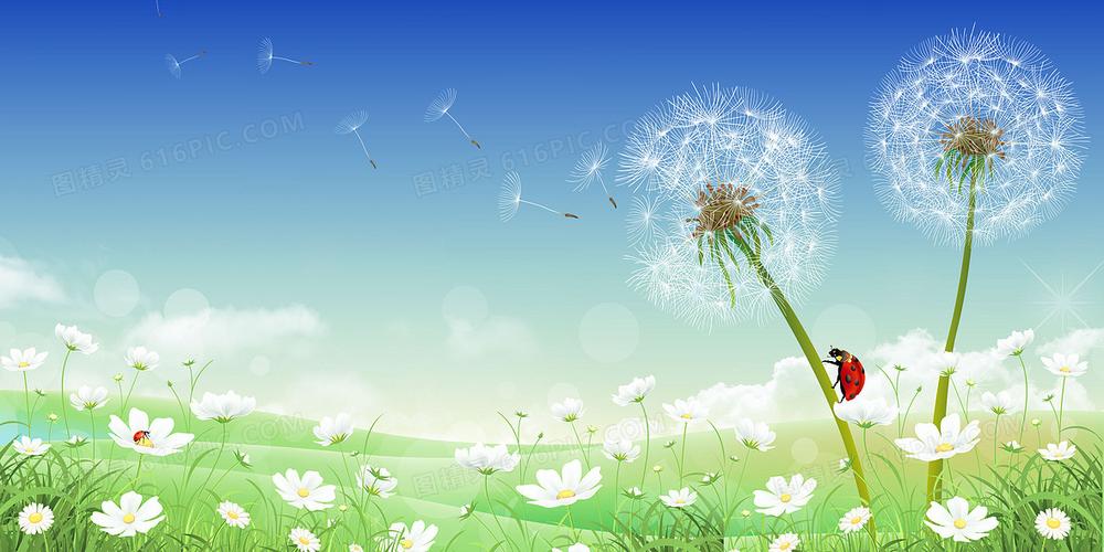 春天桃花盛开小清新背景