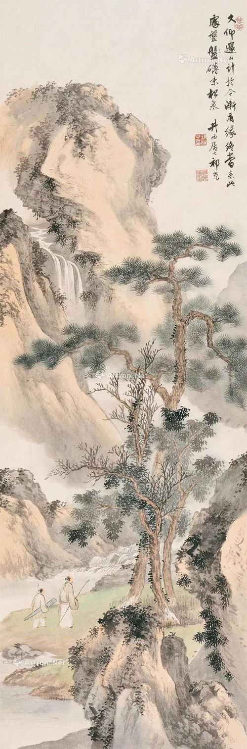 名家山水画《携琴访友图》欣赏