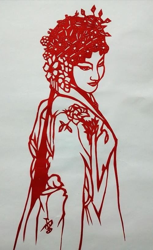 美青衣 俏花旦_剪纸