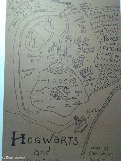 霍格沃茨魔法学校地图简笔画