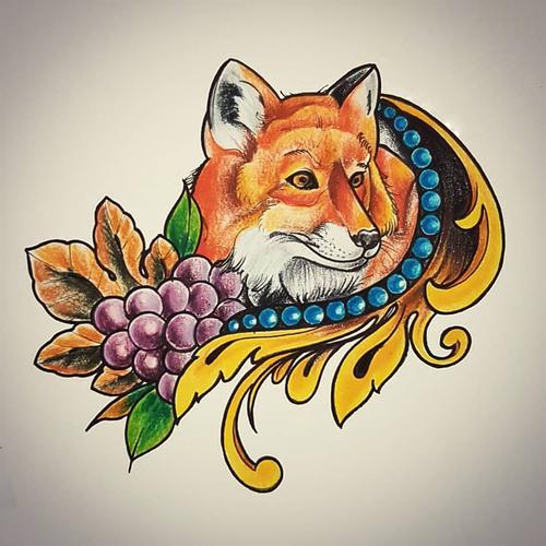 祝先生狐狸纹身手稿