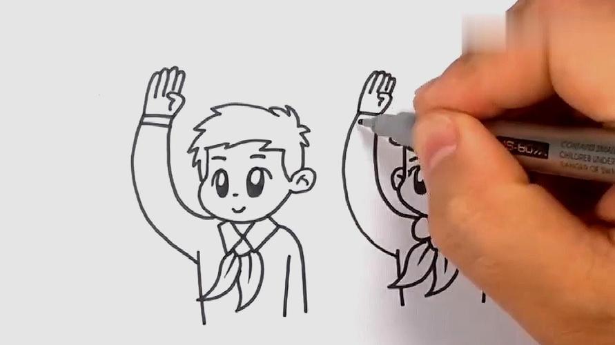 敬礼的人简笔画怎么画