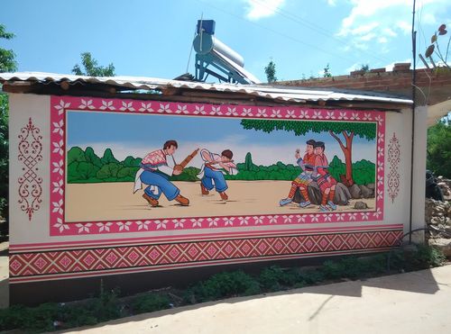 云南墙体彩绘,云南苗族彩绘,云南苗族墙体彩绘壁画,云南苗族文化村