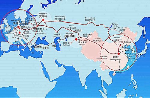 中欧班列武汉中欧班列西部通道运行线地图