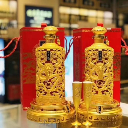 龙凤纪念酒 龙尊凤玺酱香型白酒龙凤组合带底座带酒杯收藏送礼佳品