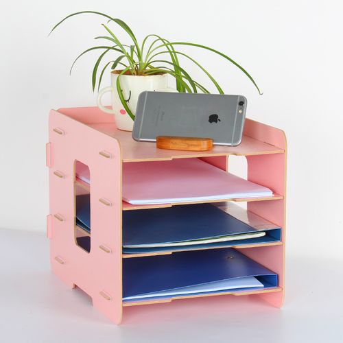 办公室创意桌面木质文件架多层a5纸收纳栏快递单票据框单据整理筐