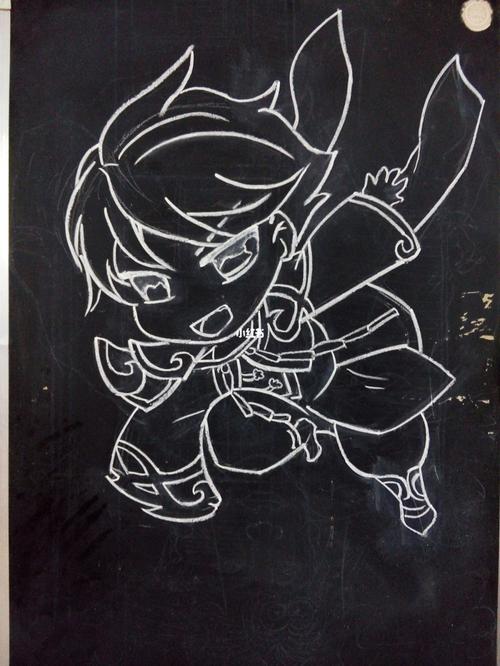 关于粉笔画线描系列——动漫人物_动漫_线描_绘画_绘画日常_文化_绘画