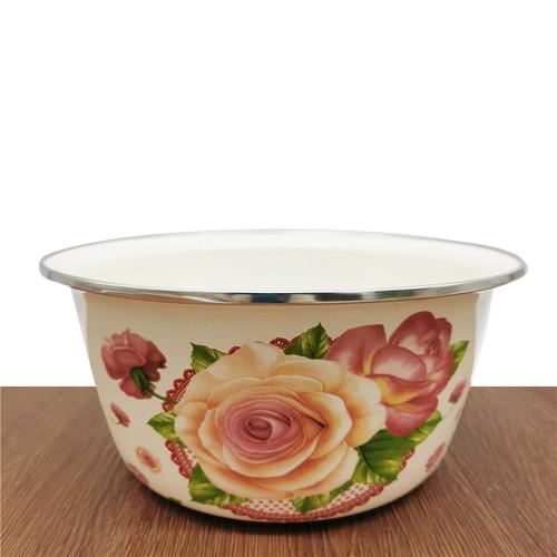 特厚珐琅搪瓷盆搅拌盆水果沙拉盆加深凉菜盆洗菜盆搪瓷深盆和面盆