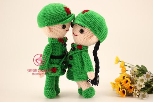 编织手工diy当兵军人钩针毛线玩偶材料娃娃毛线