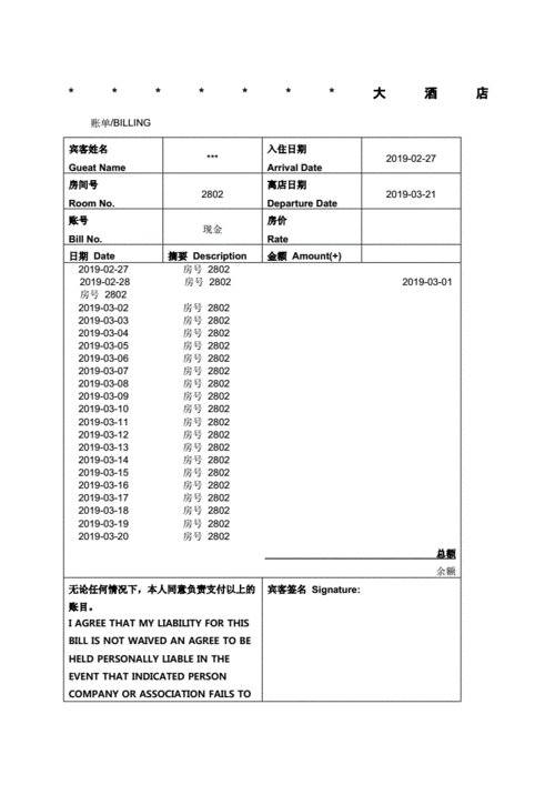 酒店住宿清单宾馆住宿清单住宿水单.docx 3页