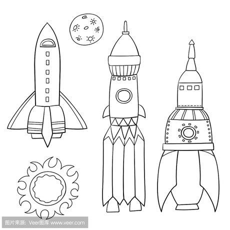 儿童画火箭
