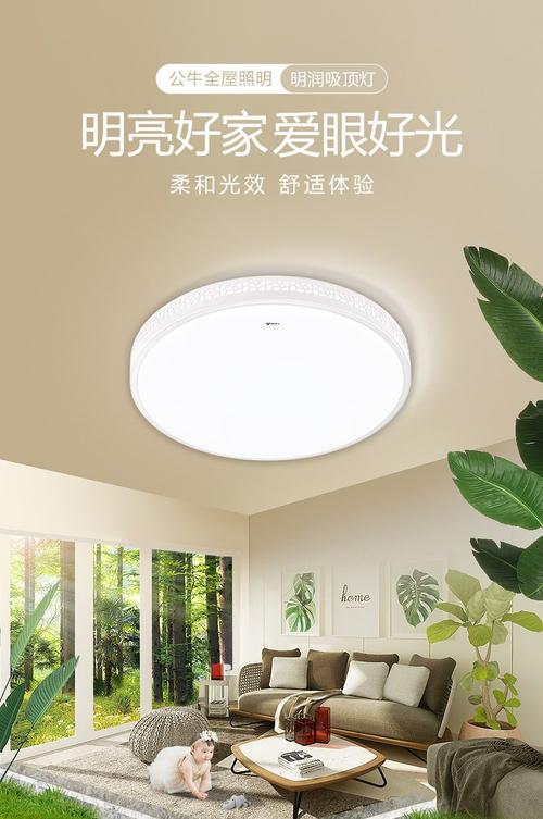 公牛led吸顶灯三段调光圆形卧室灯mx-b048e-bs 明皓