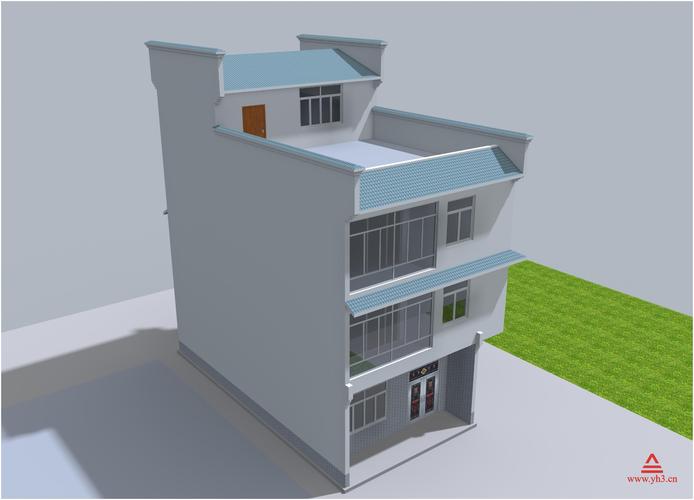7x14 三层半农村别墅图纸自建房设计图施工图效果图