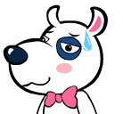 0查理七世狗狗是一只扎着红色领结的白色狗,名字很有特色,表情也是