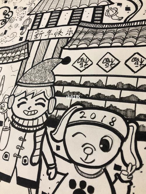 儿童简笔画5《过年啦》_简笔画_装饰画_素描_画个简笔