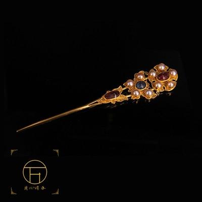 头饰明代花丝镶嵌花蝶发簪汉服配饰首饰丝工发饰