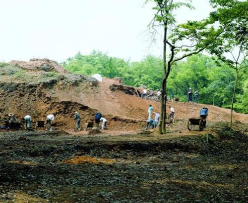 千年雷峰塔倒塌后场景:一片废墟,发掘时武警警戒,有个