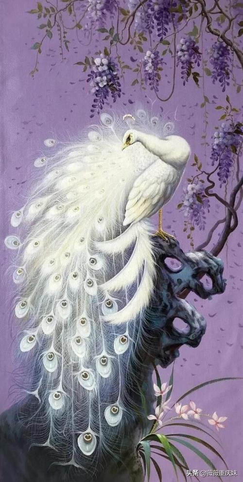 油画孔雀高清壁纸美图