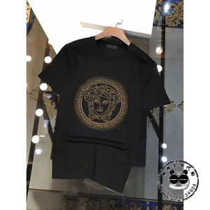 范思哲男装19夏季新品美杜莎女王头像烫钻瓦萨琪男士t恤休闲常规