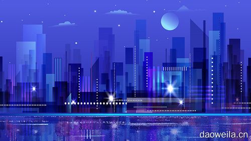 霓虹渐变绚丽城市灯光夜景地标建筑插画手绘ai矢量设计素材图