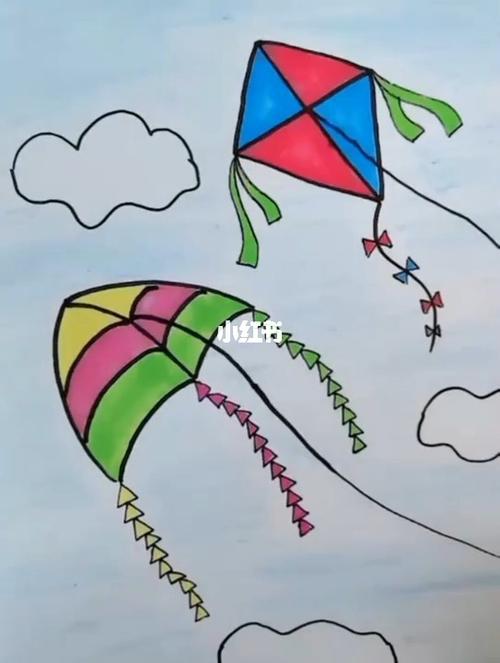 放风筝_放风筝_简笔画_幼儿园简笔画_人文_绘画